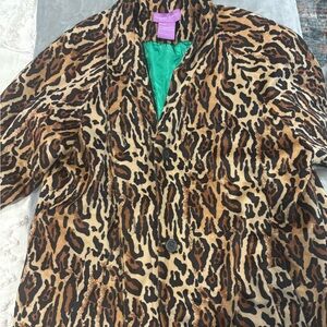 VINTAGE! Suzanne Somers Leopard Print Jacket/trench coat.